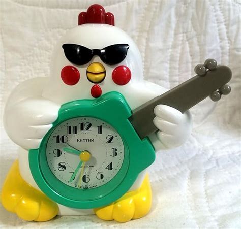 Vintage Rock N Roll Singing Chicken Alarm Clock, .